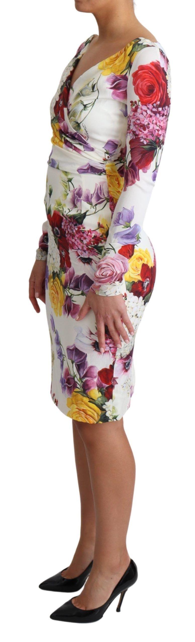 Dolce & Gabbana Elegant Floral Sheath Silk Dress - PER.FASHION