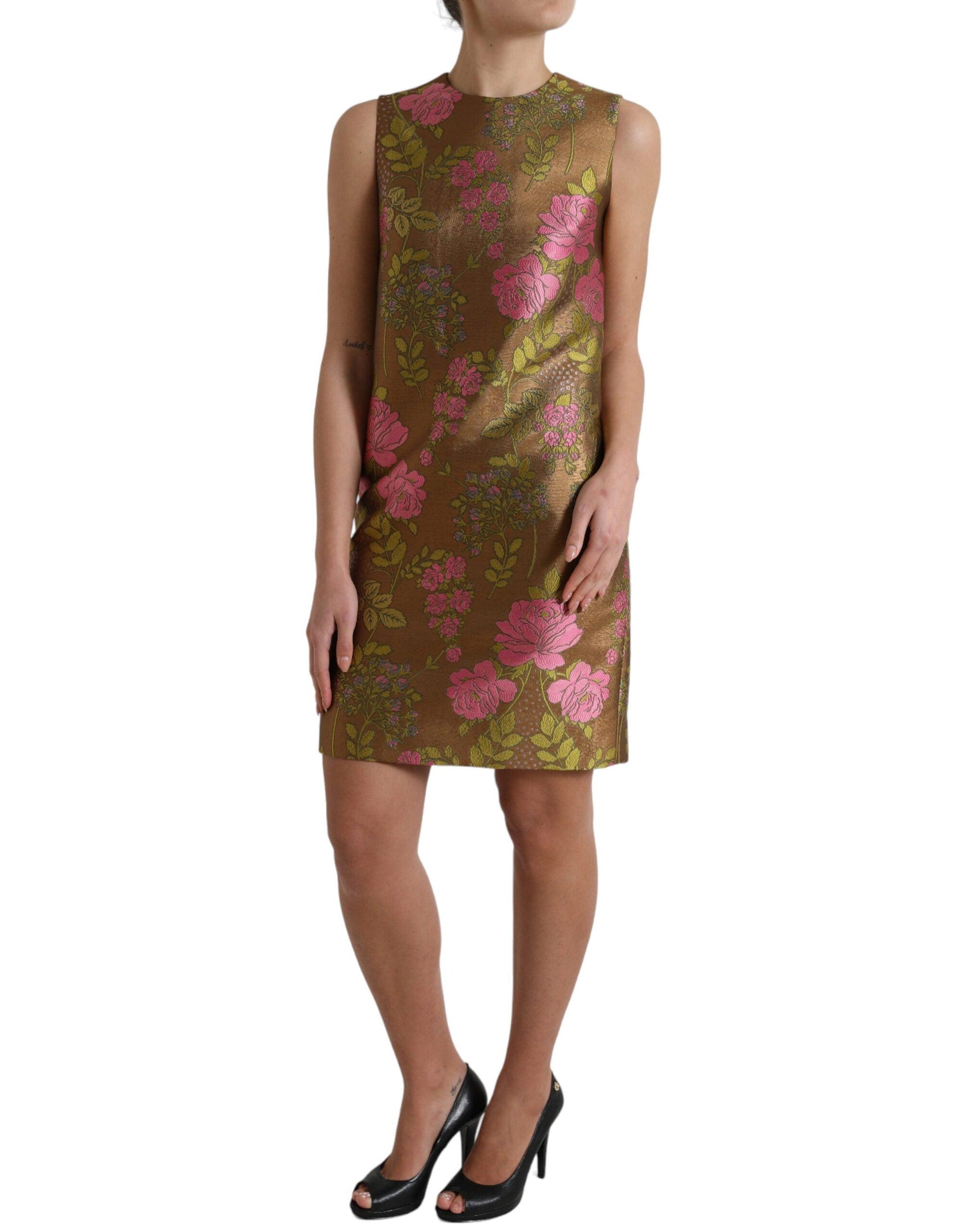 Dolce & Gabbana Elegant Floral Shift Sleeveless Mini Dress - PER.FASHION