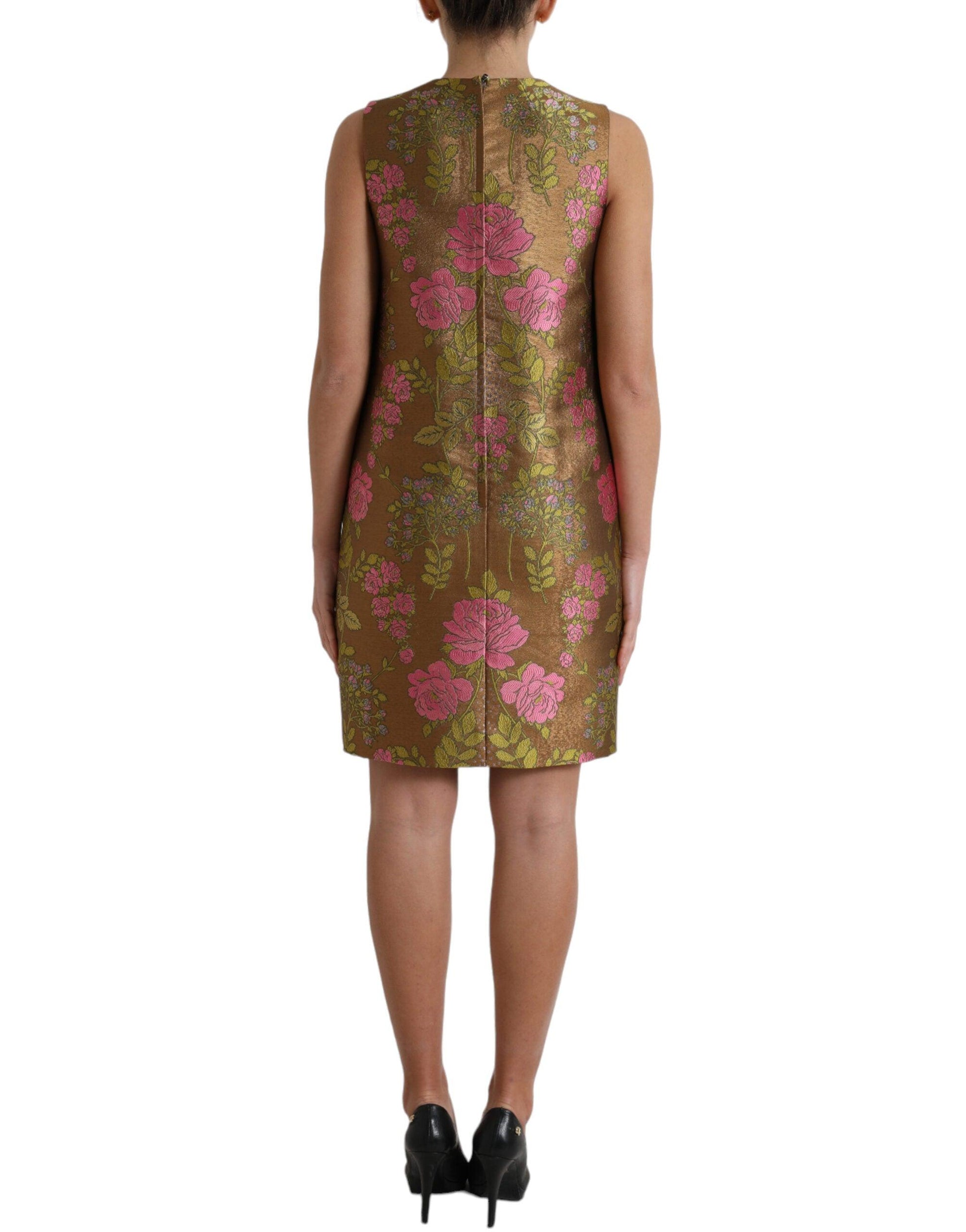 Dolce & Gabbana Elegant Floral Shift Sleeveless Mini Dress - PER.FASHION