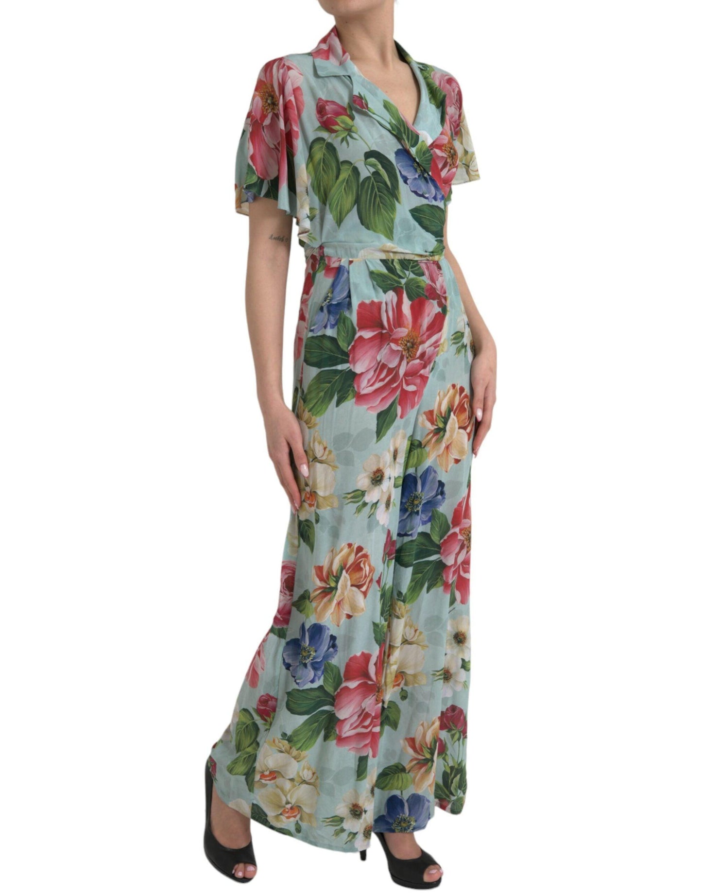 Dolce & Gabbana Elegant Floral Silk Crepe Jumpsuit - PER.FASHION