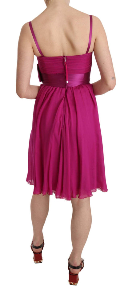 Dolce & Gabbana Elegant Fuchsia Pink Silk Bow Front Dress - PER.FASHION