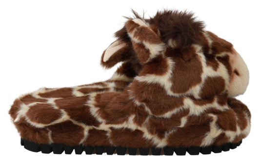 Dolce & Gabbana Elegant Giraffe Pattern Slides for Sophisticated Comfort - PER.FASHION