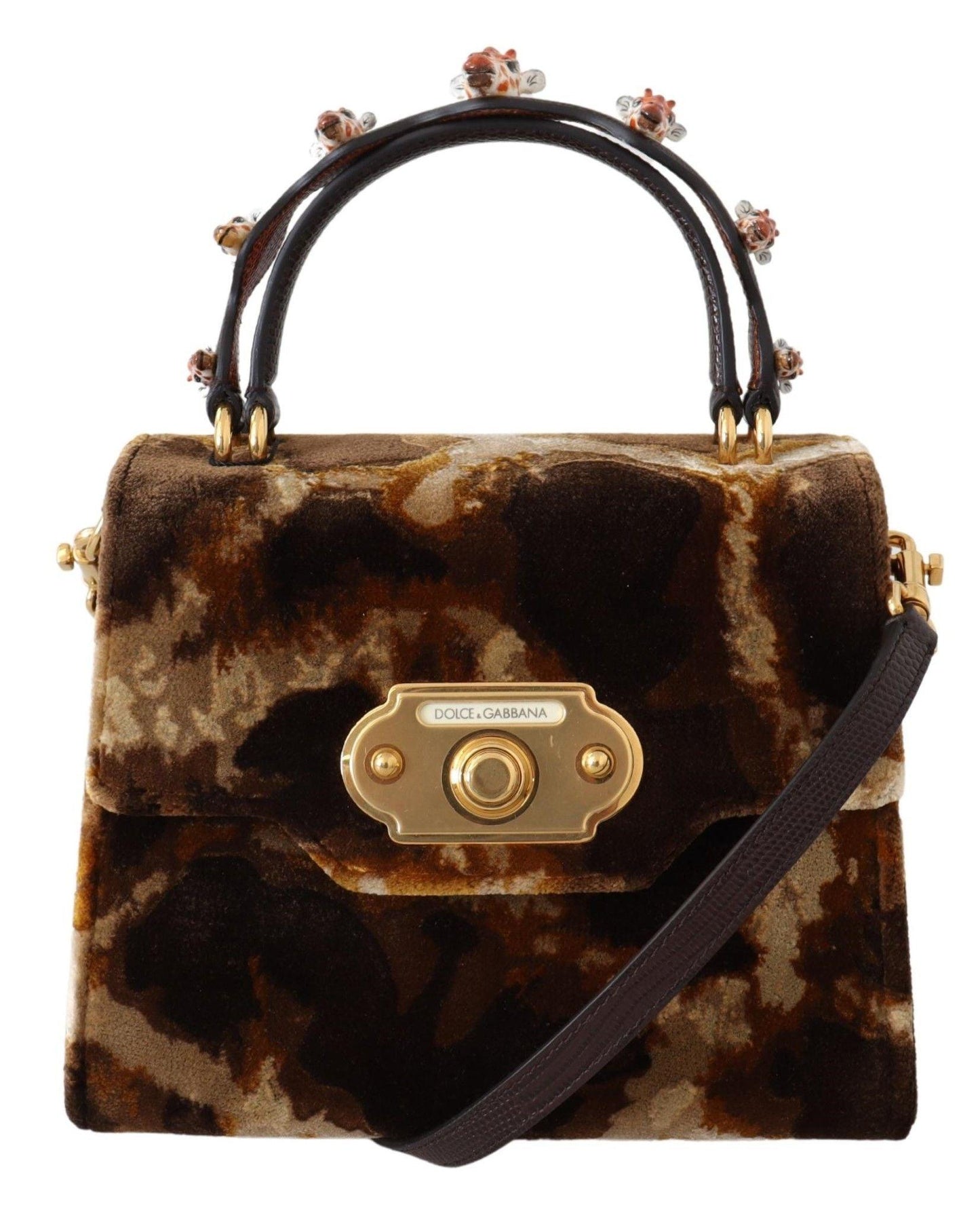Dolce & Gabbana Elegant Giraffe Pattern Welcome Bag with Gold Accents - PER.FASHION