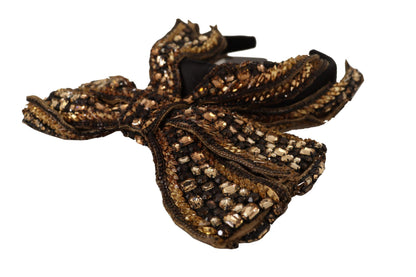 Dolce & Gabbana Elegant Gold Embellished Silk Diadem - PER.FASHION