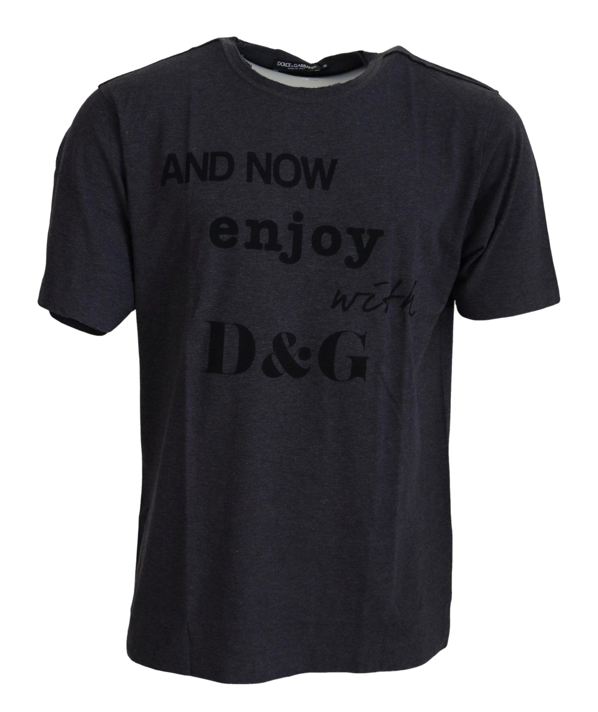 Dolce & Gabbana Elegant Gray Motive Crew Neck T-Shirt - PER.FASHION