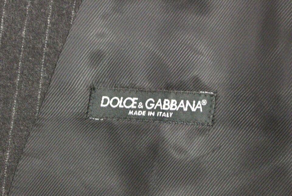 Dolce & Gabbana Elegant Gray Striped Wool Dress Vest - PER.FASHION
