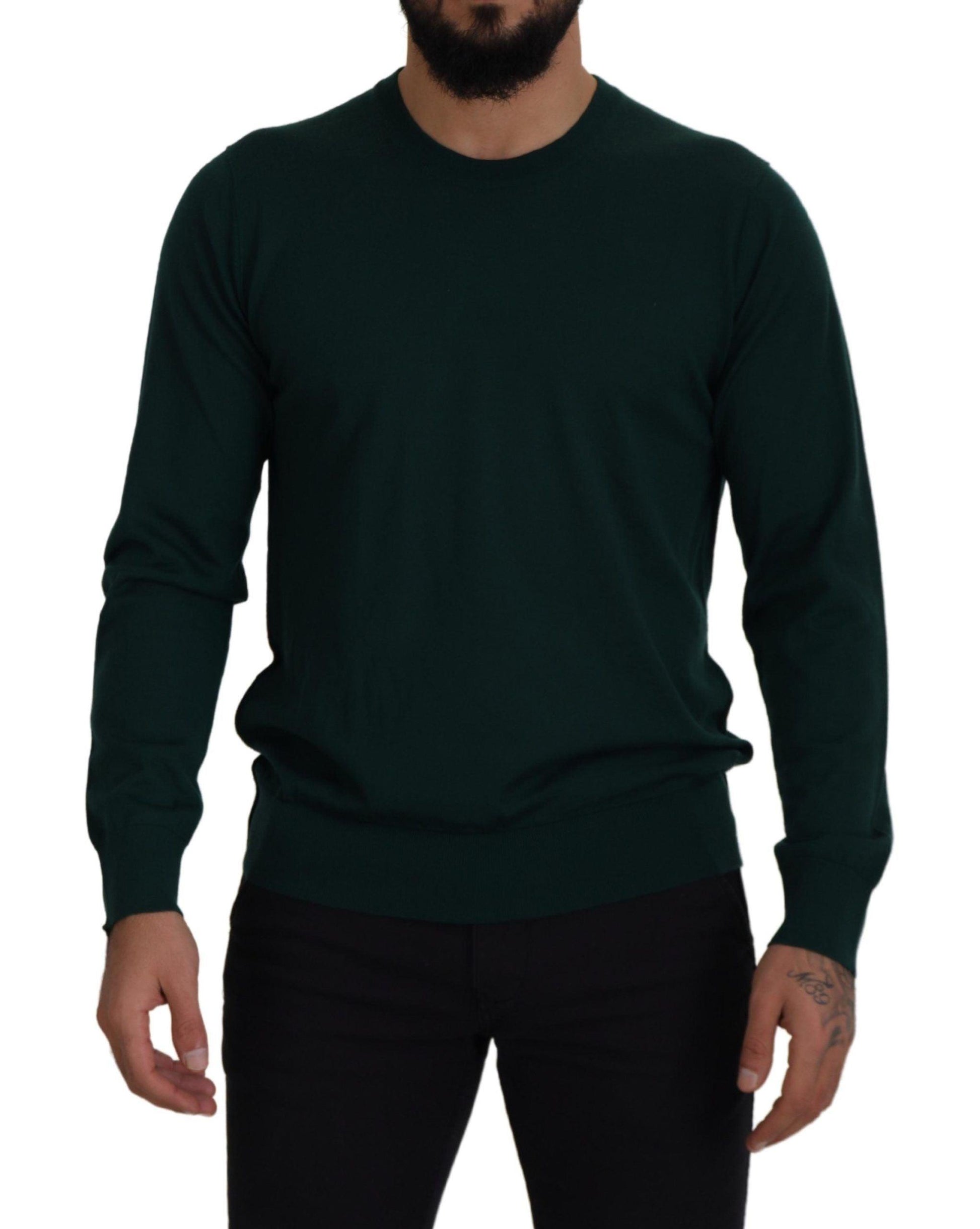 Dolce & Gabbana Elegant Green Crewneck Cashmere Sweater - PER.FASHION