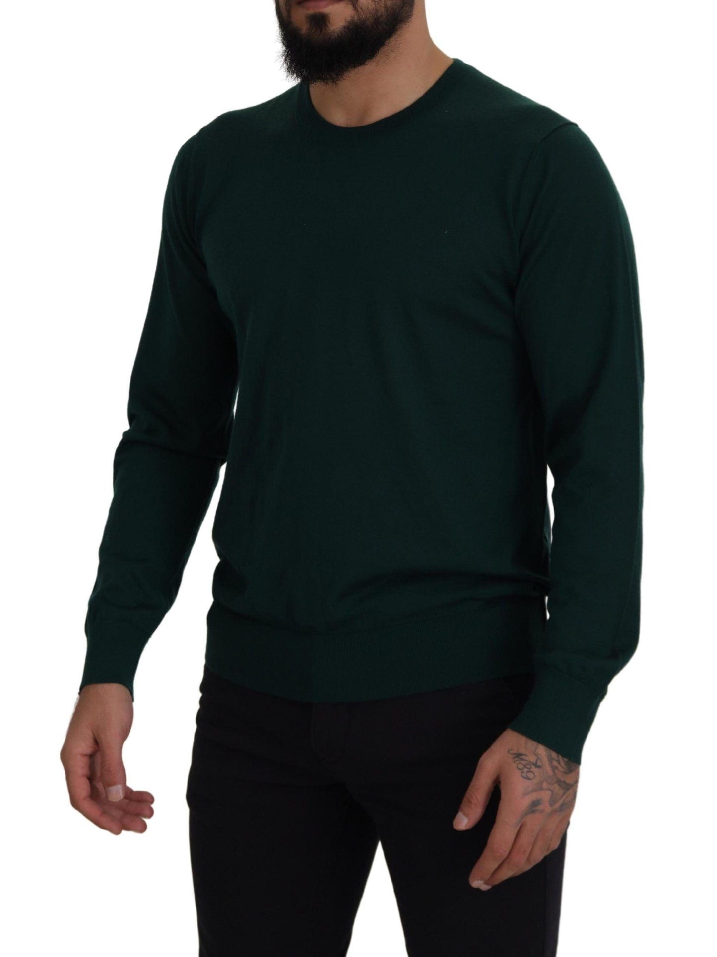 Dolce & Gabbana Elegant Green Crewneck Cashmere Sweater - PER.FASHION