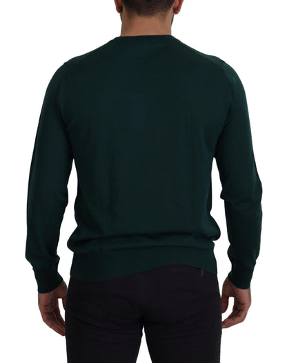 Dolce & Gabbana Elegant Green Crewneck Cashmere Sweater - PER.FASHION