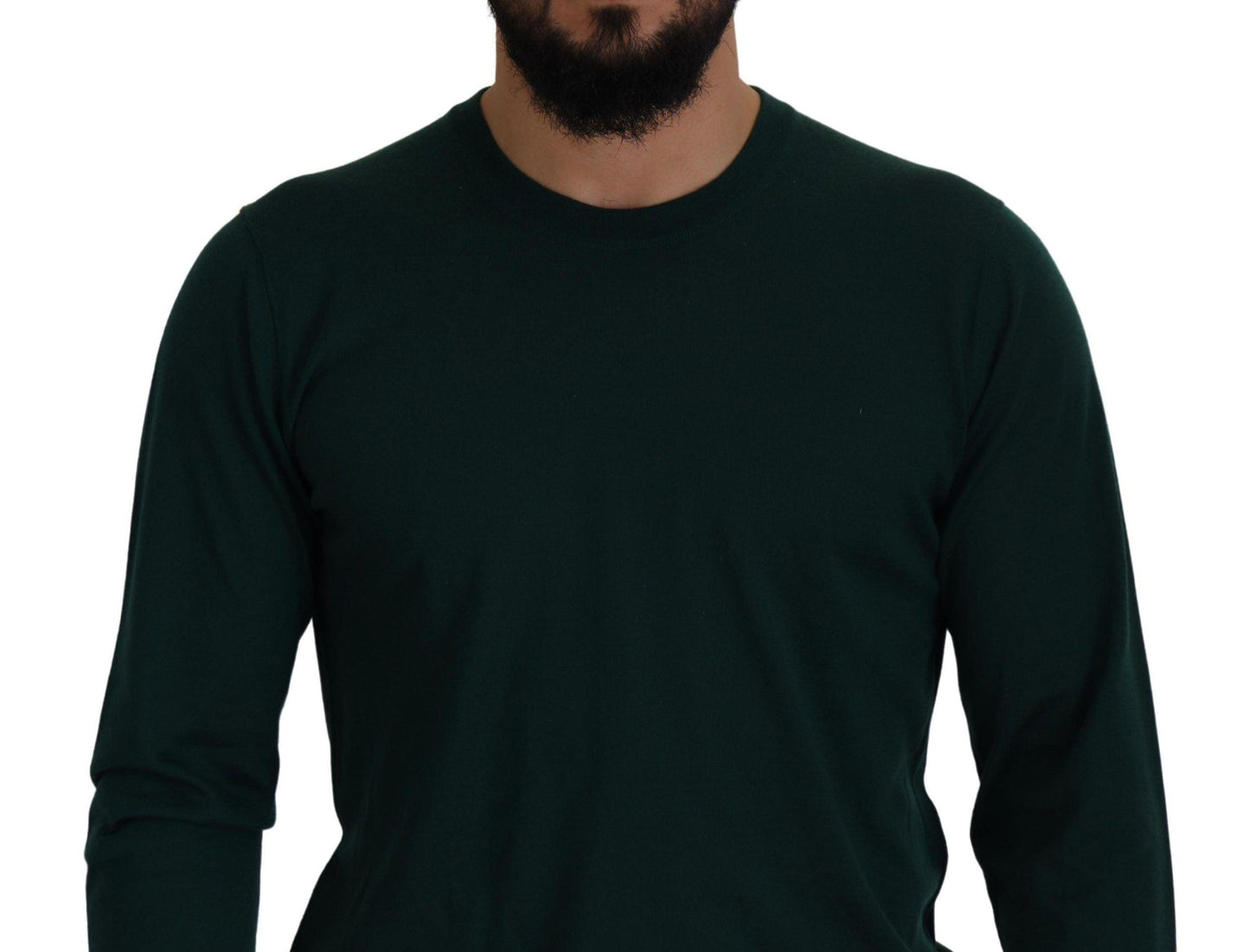 Dolce & Gabbana Elegant Green Crewneck Cashmere Sweater - PER.FASHION