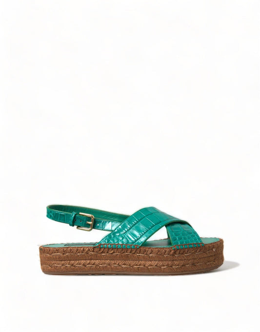 Dolce & Gabbana Elegant Green Espadrille Platform Sandals - PER.FASHION