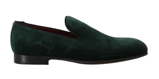 Dolce & Gabbana Elegant Green Suede Slip-On Loafers - PER.FASHION