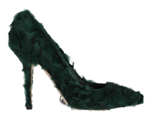 Dolce & Gabbana Elegant Green Xiangao Fur Leather Pumps - PER.FASHION