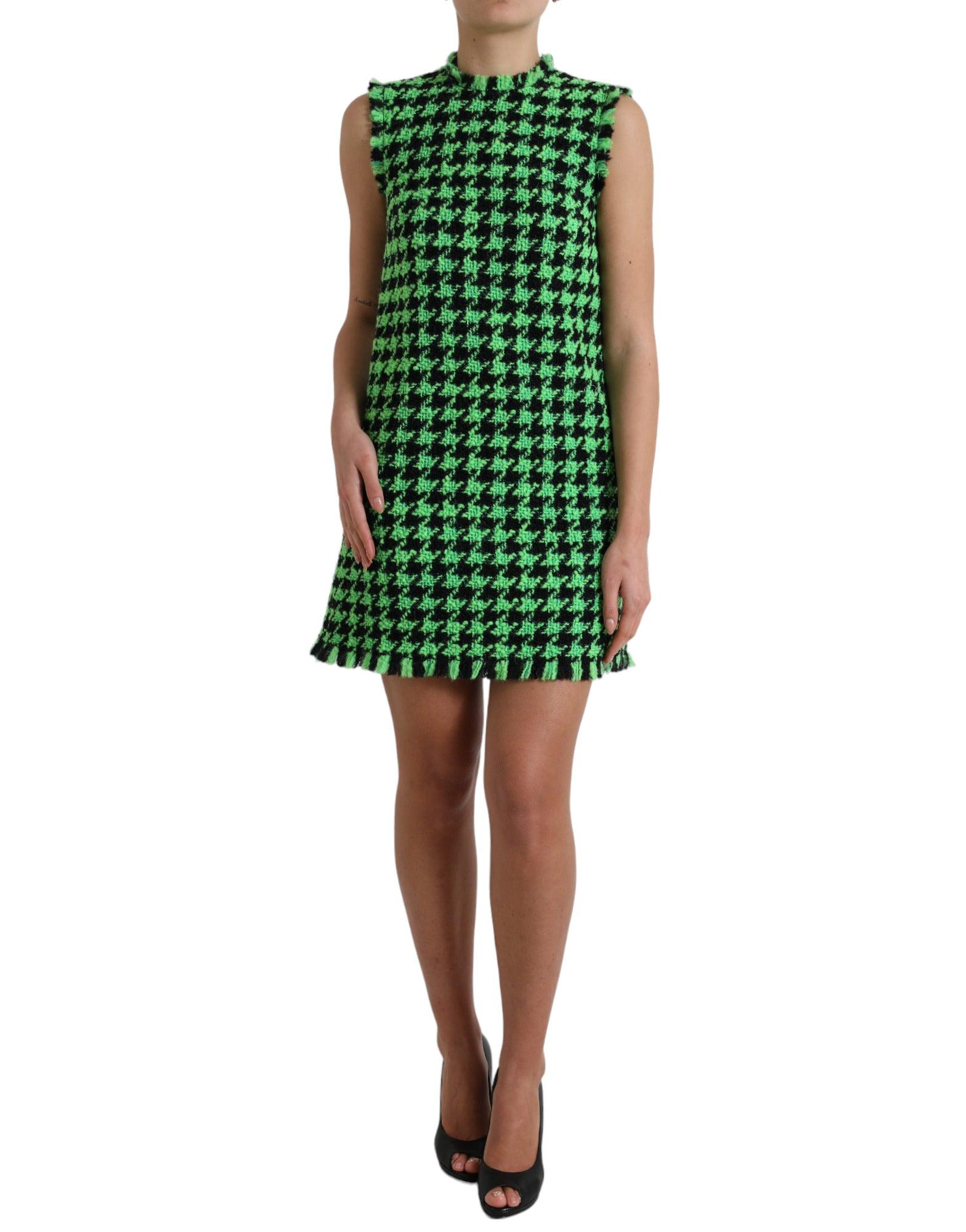 Dolce & Gabbana Elegant Houndstooth Knitted Mini Dress - PER.FASHION