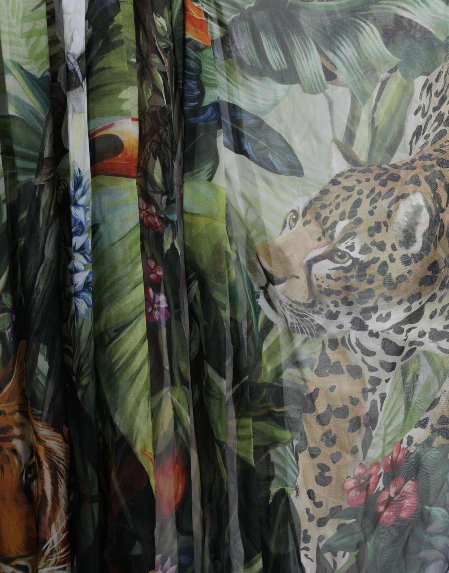 Dolce & Gabbana Elegant Jungle Print Maxi Silk Dress - PER.FASHION
