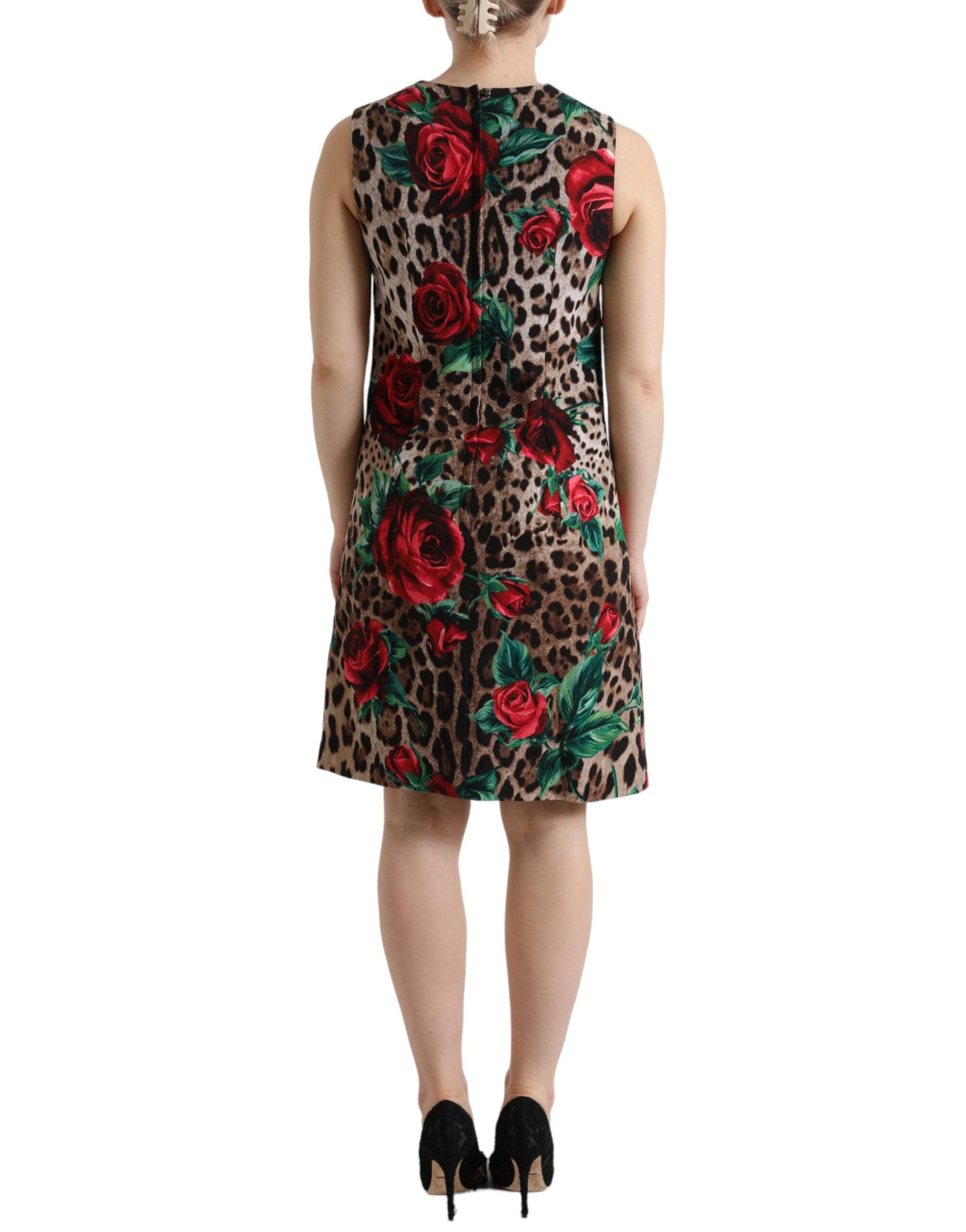 Dolce & Gabbana Elegant Leopard Floral A-Line Dress - PER.FASHION