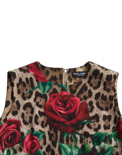 Dolce & Gabbana Elegant Leopard Floral A-Line Dress - PER.FASHION