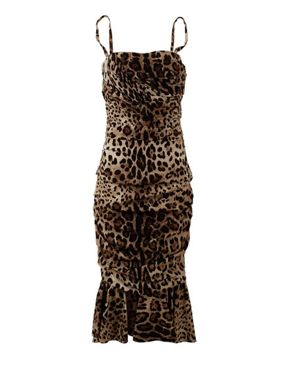Dolce & Gabbana Elegant Leopard Print Cady Dress - PER.FASHION