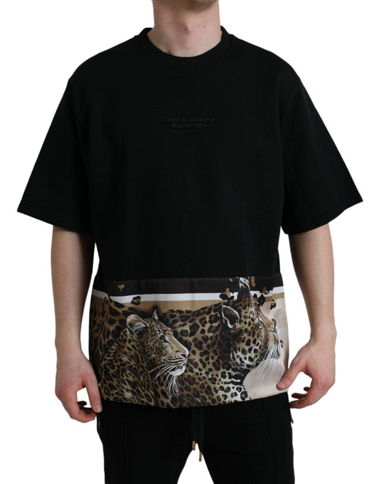 Dolce & Gabbana Elegant Leopard Print Crew Neck Tee - PER.FASHION