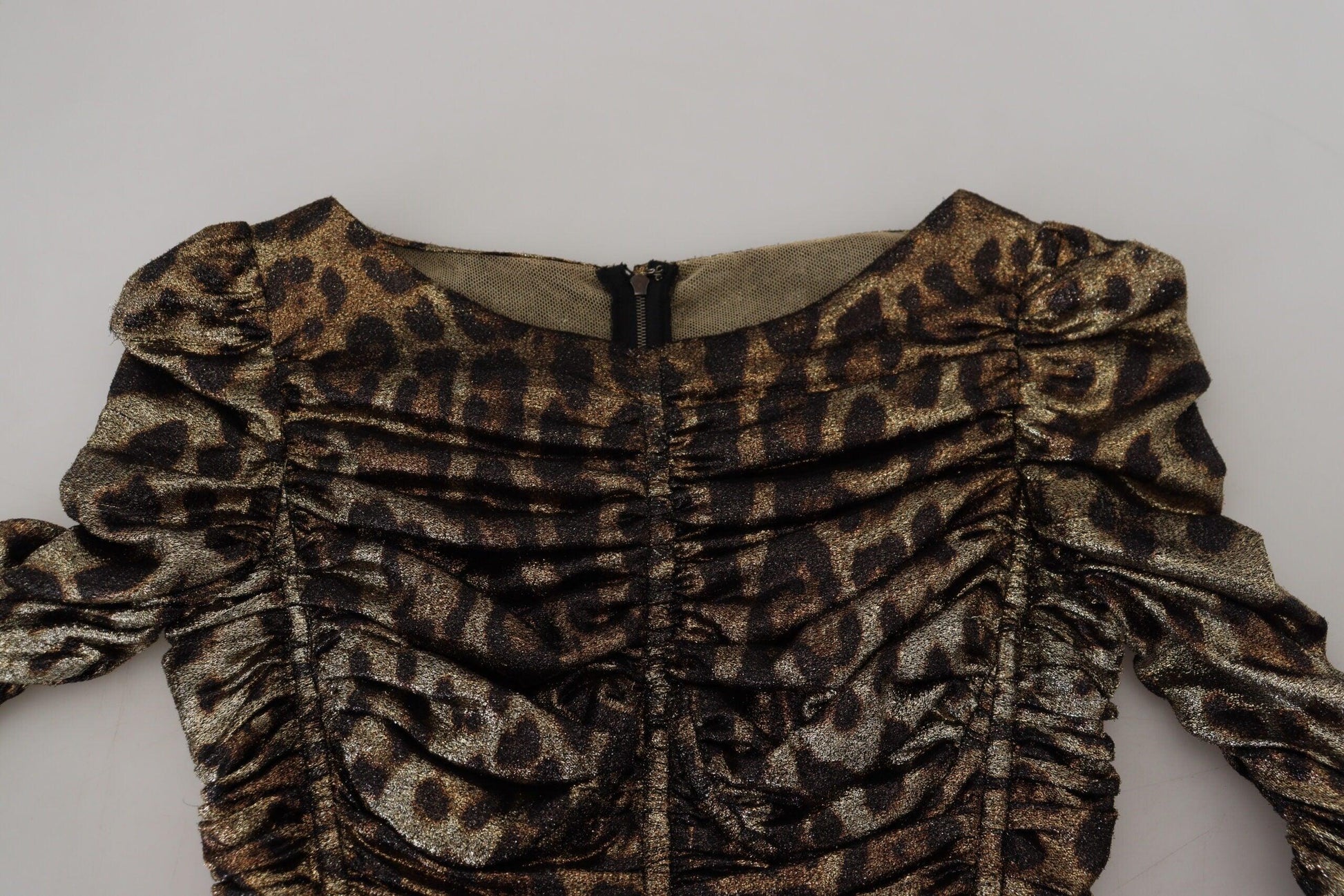 Dolce & Gabbana Elegant Leopard Print Midi Bodycon Dress - PER.FASHION