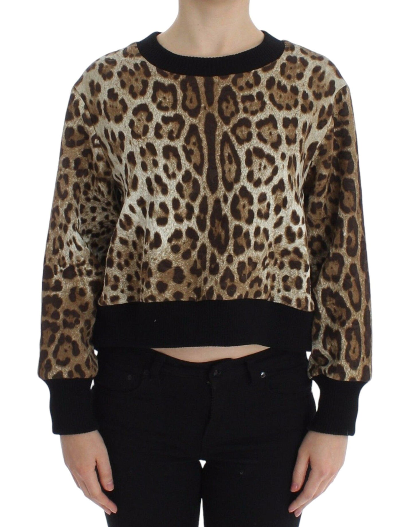 Dolce & Gabbana Elegant Leopard Print Short Sweater Top - PER.FASHION