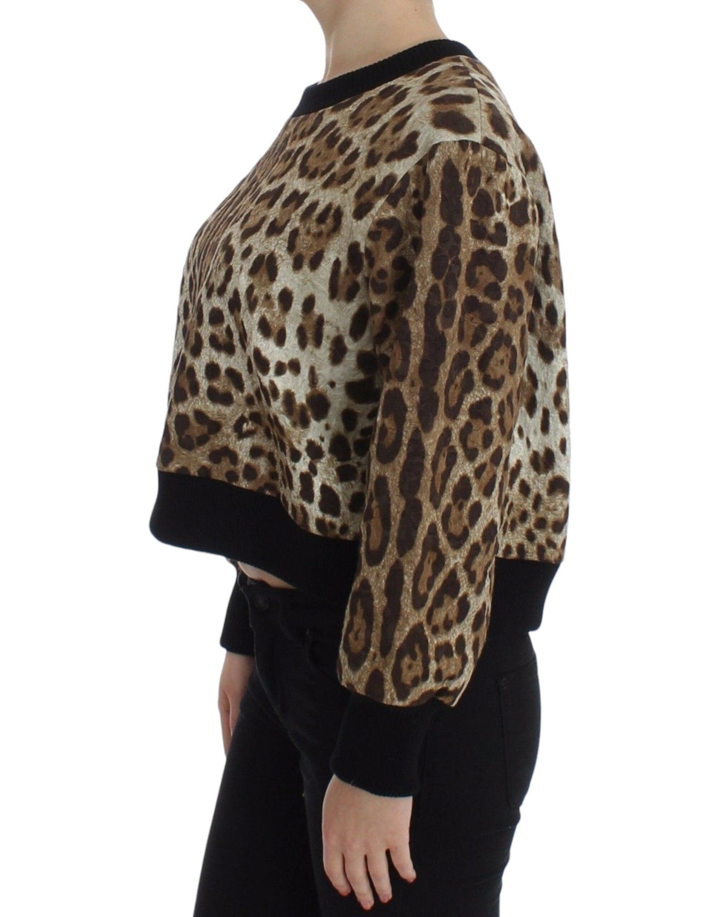Dolce & Gabbana Elegant Leopard Print Short Sweater Top - PER.FASHION