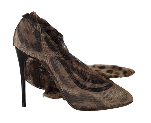 Dolce & Gabbana Elegant Leopard Print Sock Pumps Heels - PER.FASHION