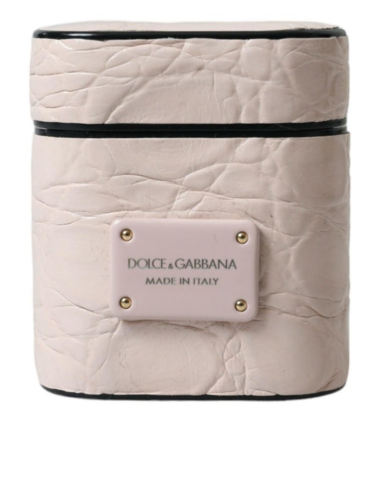 Dolce & Gabbana Elegant Light Pink Leather Airpod Case - PER.FASHION
