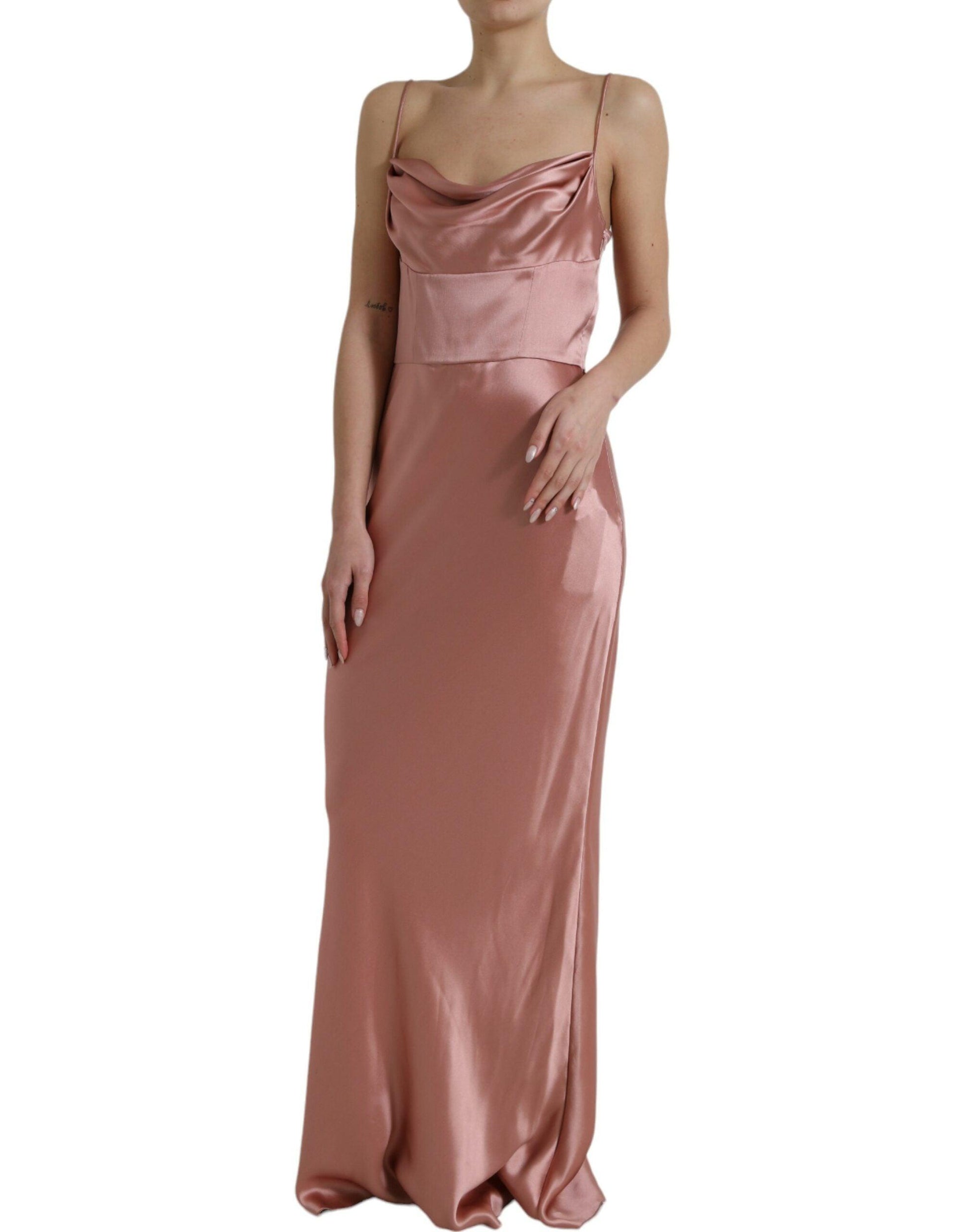 Dolce & Gabbana Elegant Long Silk Gown in Pink - PER.FASHION