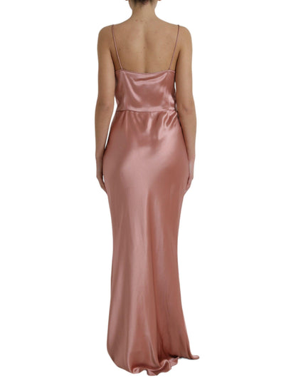 Dolce & Gabbana Elegant Long Silk Gown in Pink - PER.FASHION