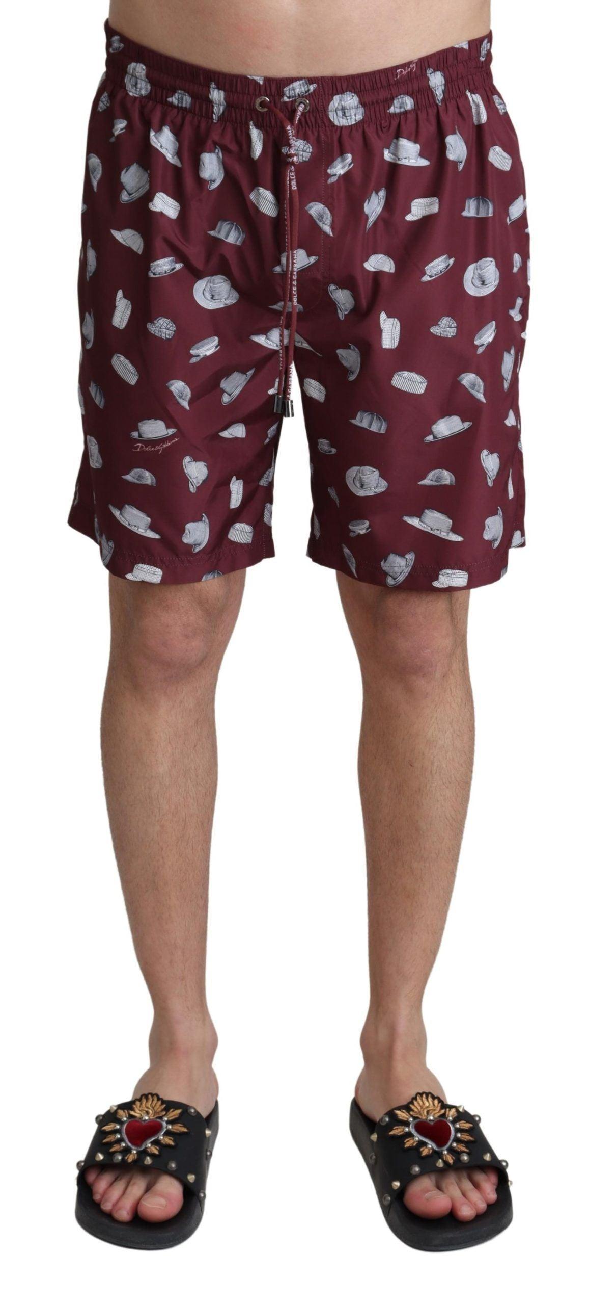 Dolce & Gabbana Elegant Maroon Beachwear Trunks - PER.FASHION