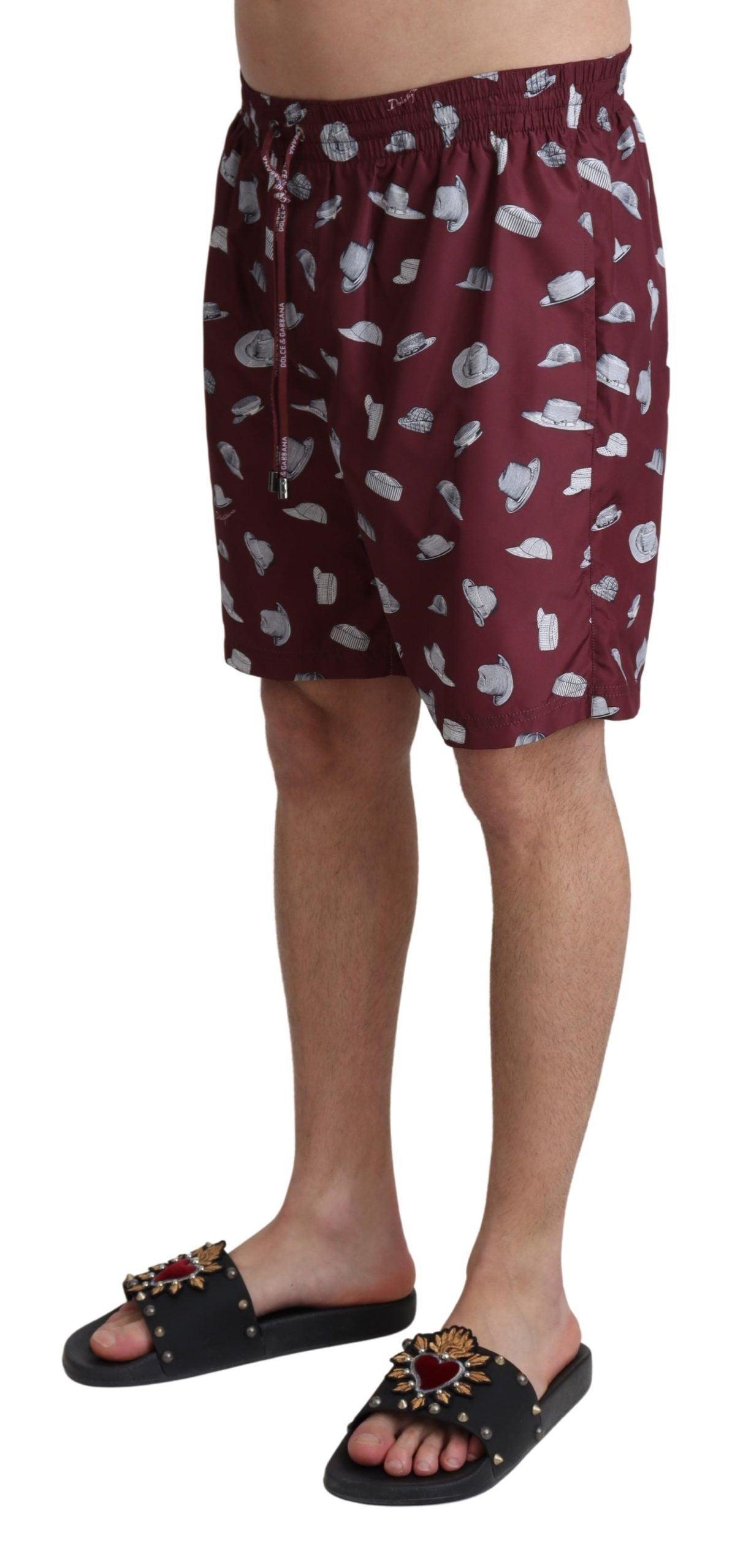 Dolce & Gabbana Elegant Maroon Beachwear Trunks - PER.FASHION