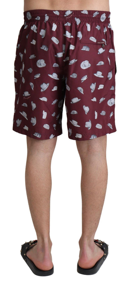 Dolce & Gabbana Elegant Maroon Beachwear Trunks - PER.FASHION