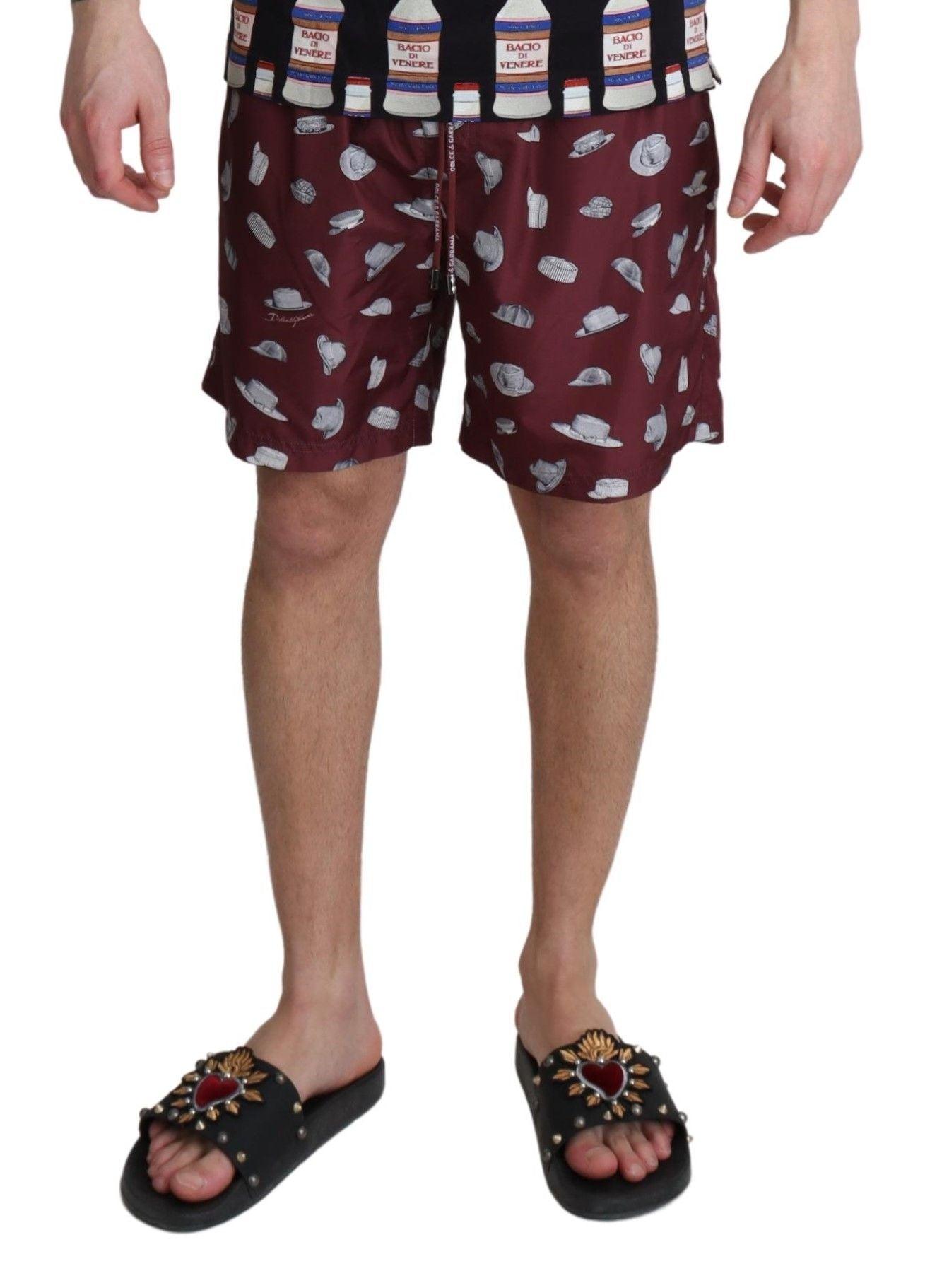 Dolce & Gabbana Elegant Maroon Beachwear Trunks - PER.FASHION