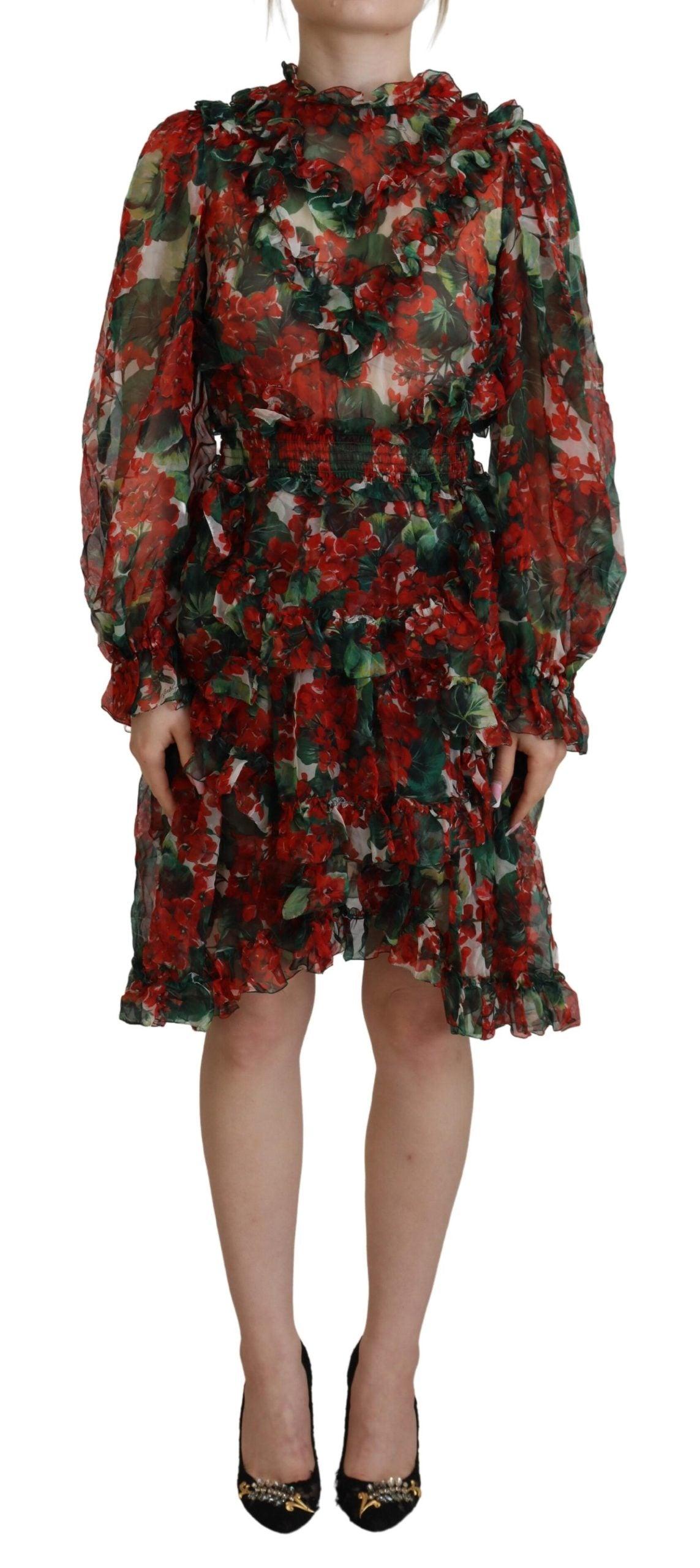 Dolce & Gabbana Elegant Multicolor A-Line Silk Dress - PER.FASHION