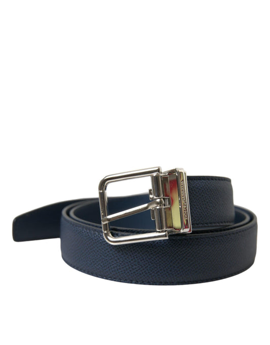 Dolce & Gabbana Elegant Navy Blue Leather Belt - PER.FASHION