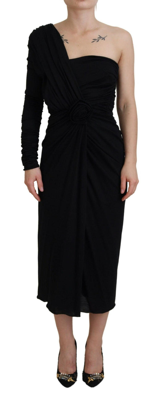 Dolce & Gabbana Elegant One-Shoulder Sheath Midi Dress - PER.FASHION