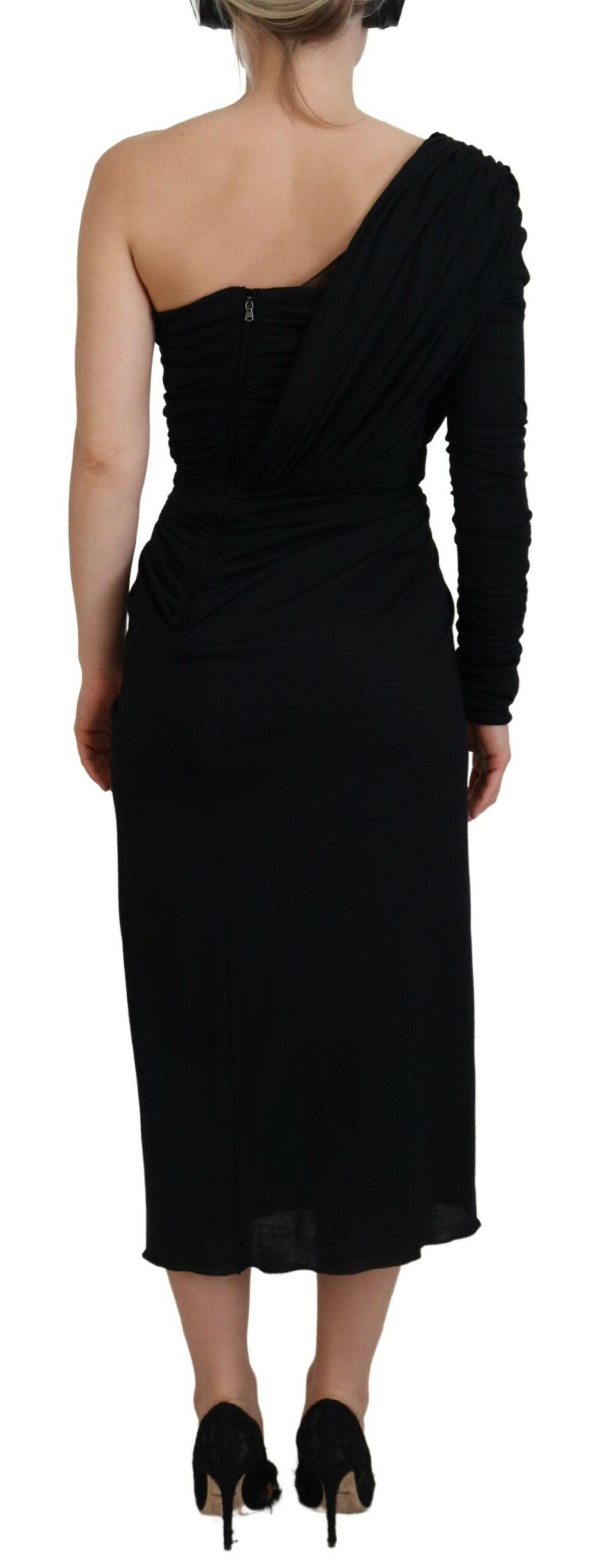 Dolce & Gabbana Elegant One-Shoulder Sheath Midi Dress - PER.FASHION