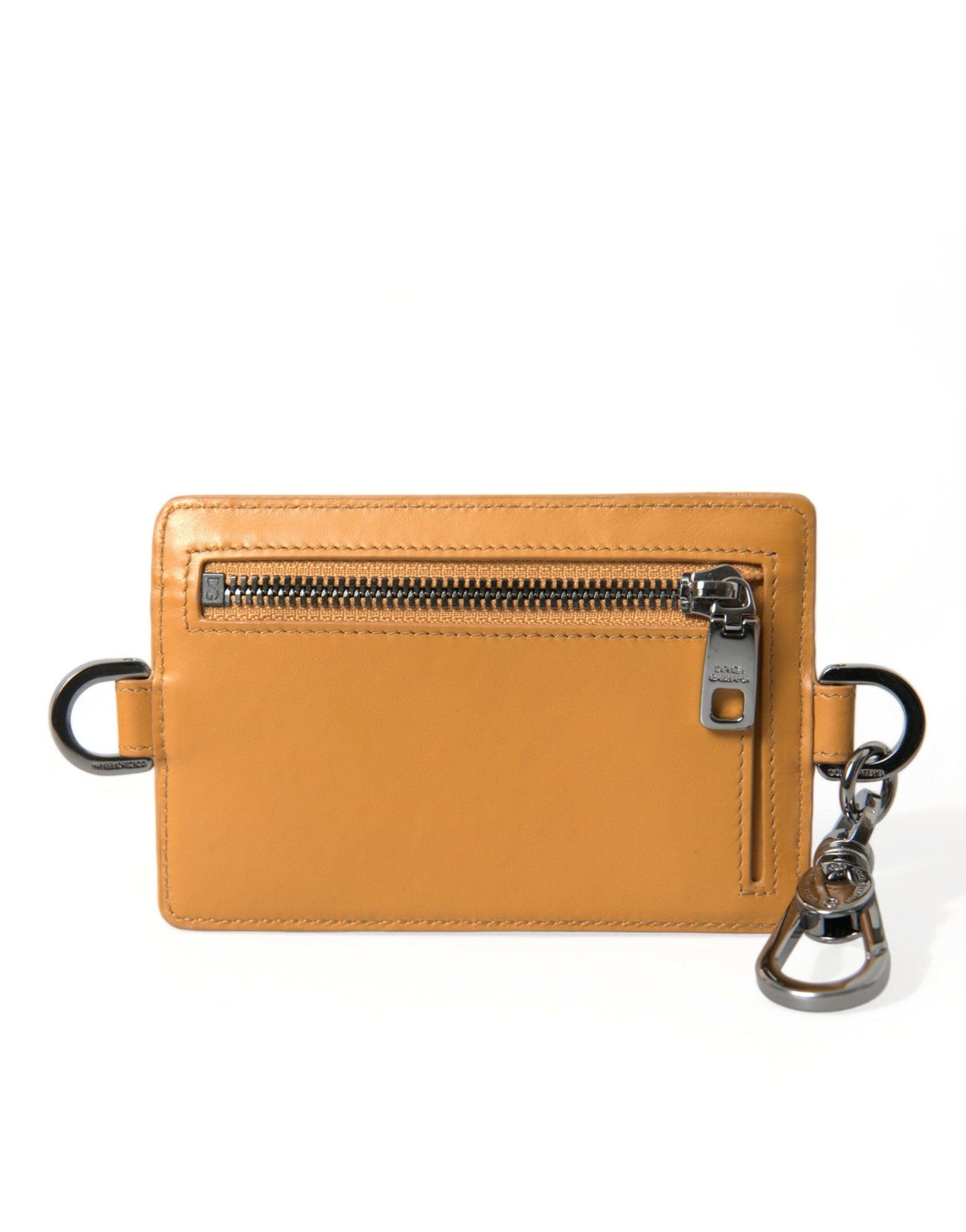 Dolce & Gabbana Elegant Orange Calf Leather Card Holder - PER.FASHION