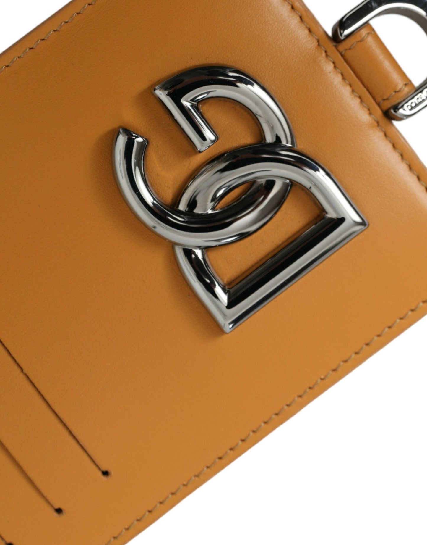Dolce & Gabbana Elegant Orange Calf Leather Card Holder - PER.FASHION