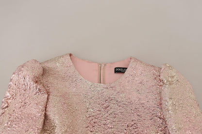 Dolce & Gabbana Elegant Pink Jacquard Midi Sheath Dress - PER.FASHION