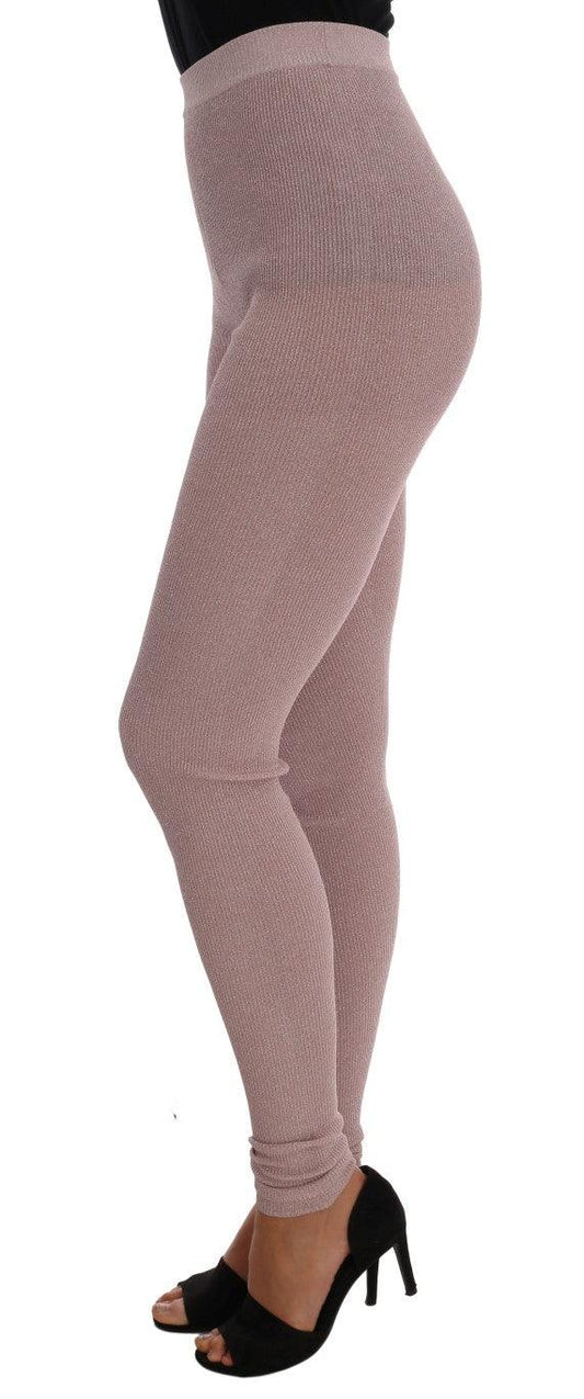 Dolce & Gabbana Elegant Pink Mid-Waist Stretch Pants - PER.FASHION