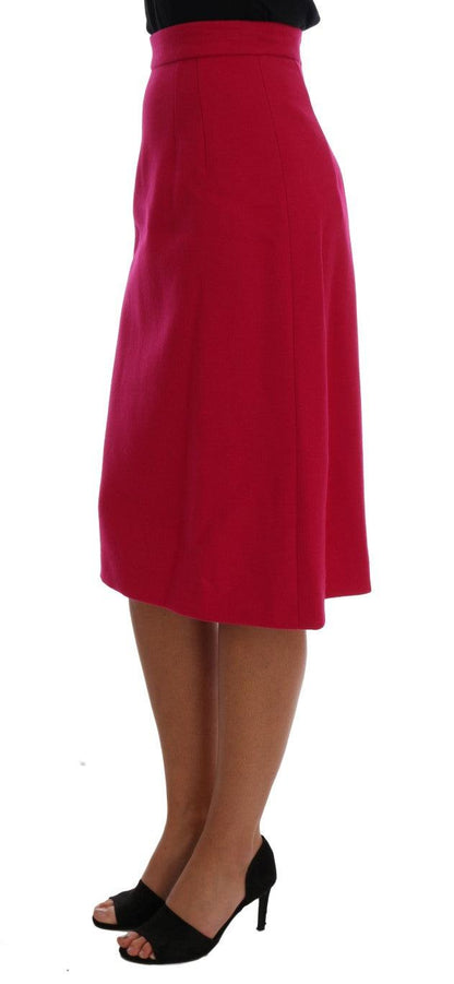 Dolce & Gabbana Elegant Pink Wool A-Line Knee-Length Skirt - PER.FASHION