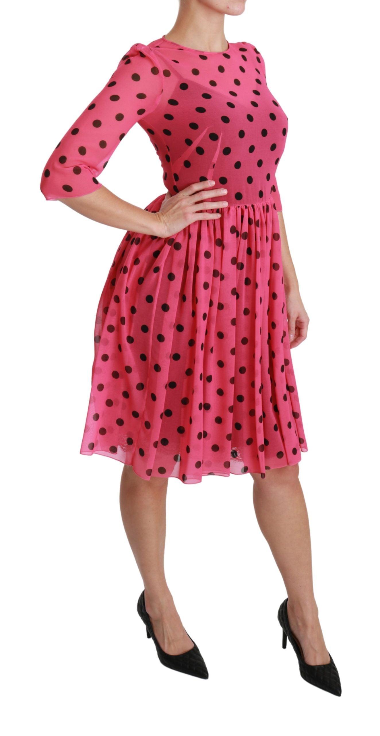 Dolce & Gabbana Elegant Polka Dot A-Line Knee Length Dress - PER.FASHION