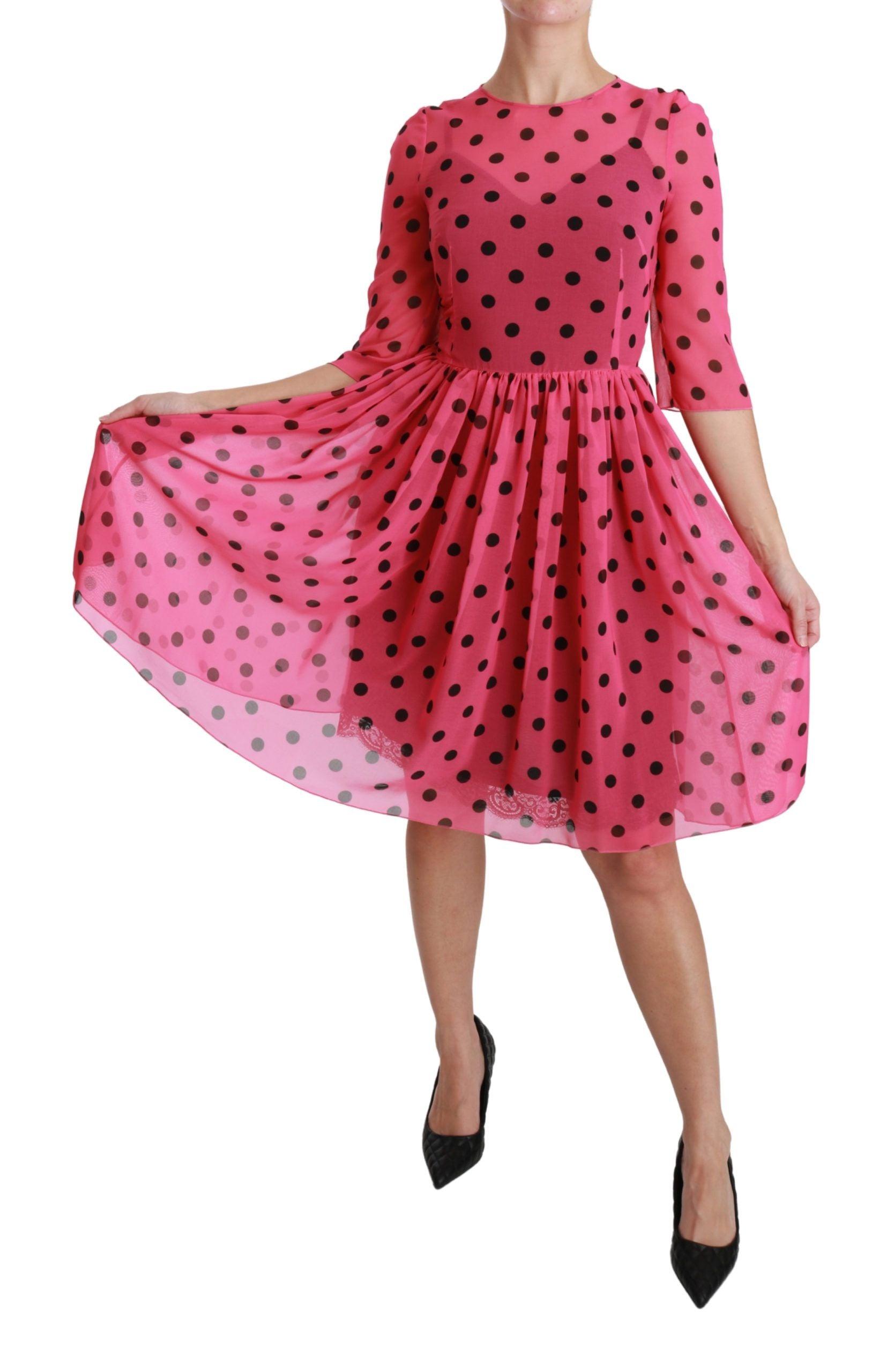 Dolce & Gabbana Elegant Polka Dot A-Line Knee Length Dress - PER.FASHION