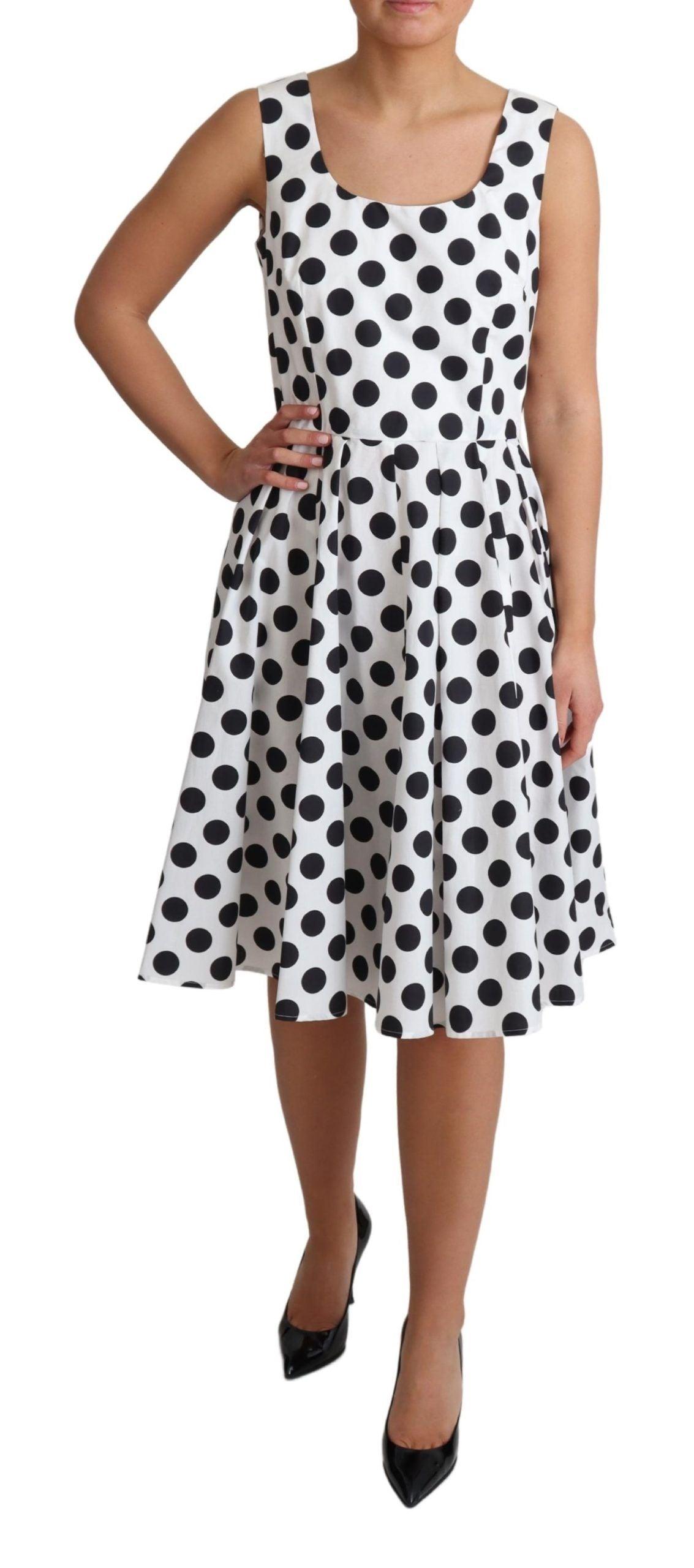 Dolce & Gabbana Elegant Polka Dot Sleeveless A-Line Dress - PER.FASHION