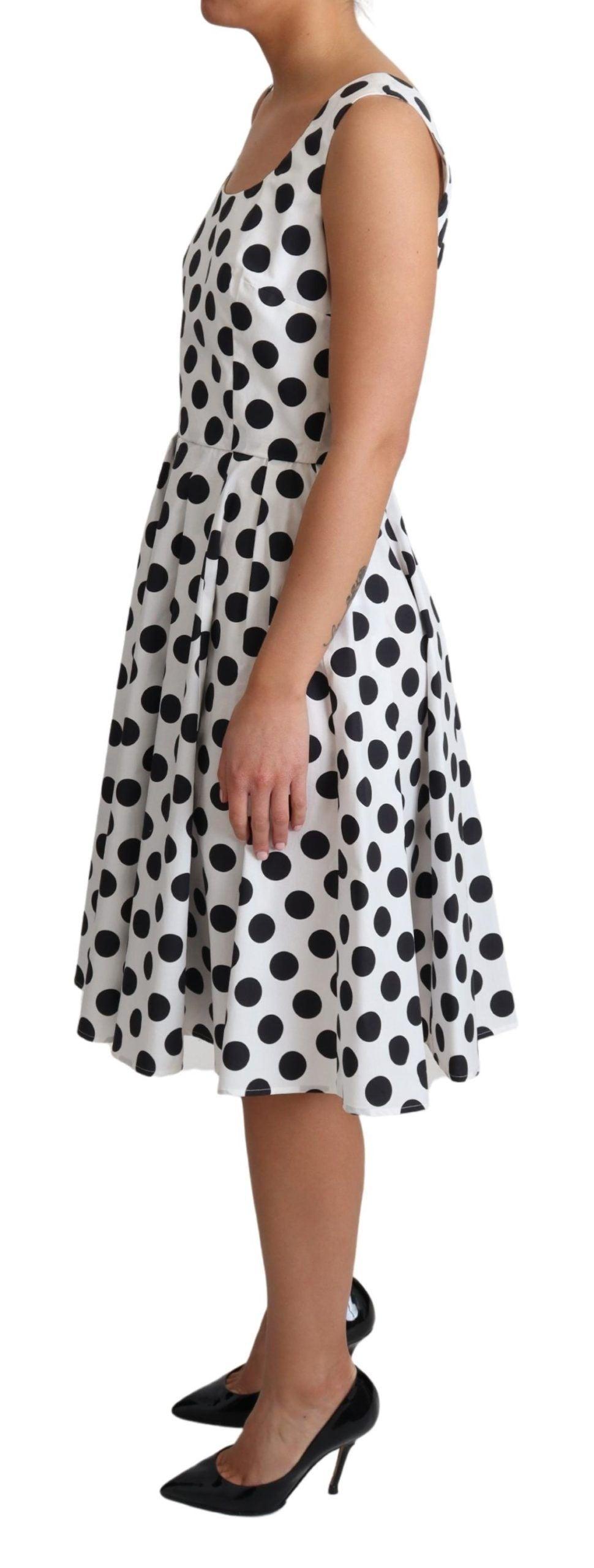 Dolce & Gabbana Elegant Polka Dot Sleeveless A-Line Dress - PER.FASHION