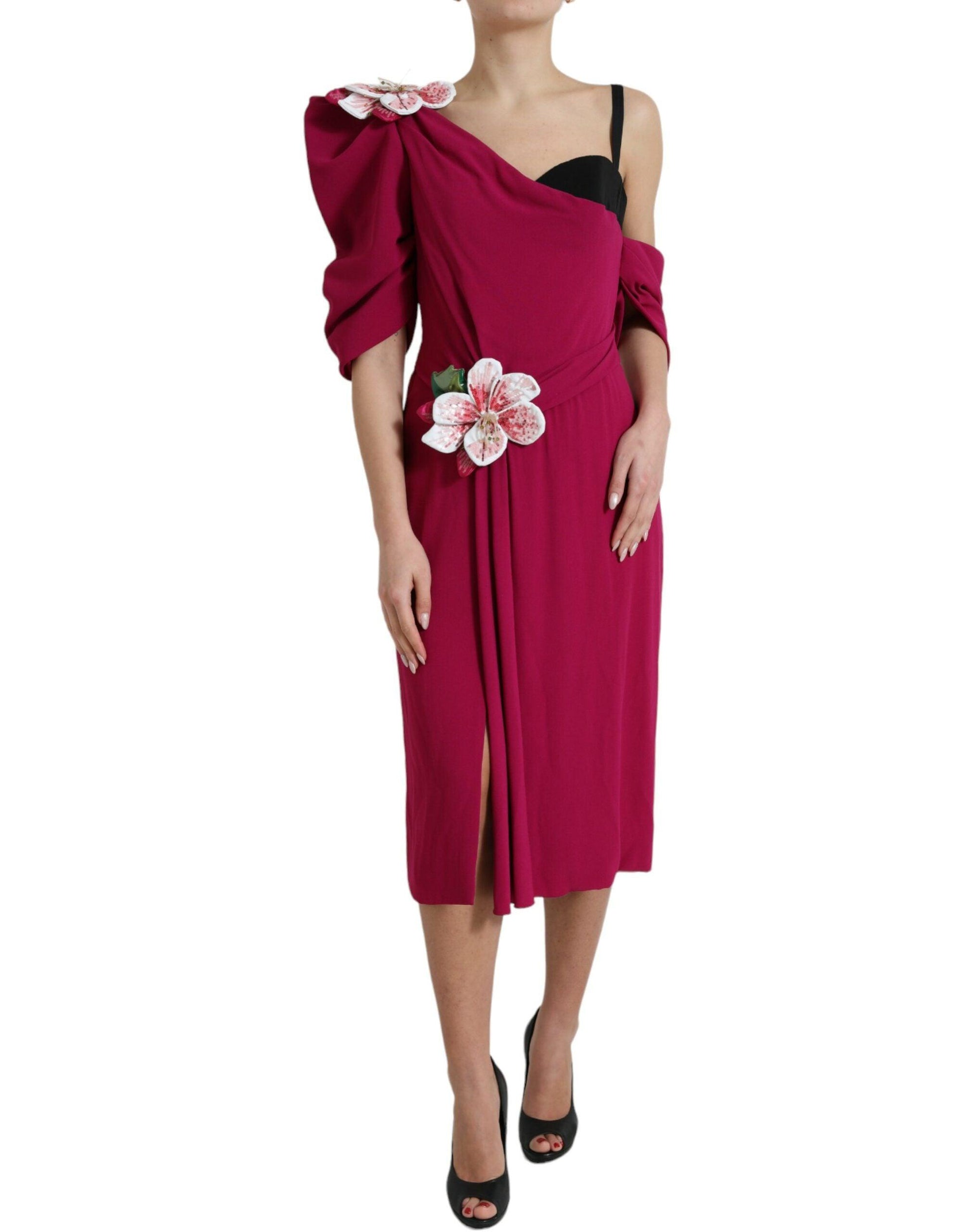 Dolce & Gabbana Elegant Purple Silk Midi Sheath Dress - PER.FASHION