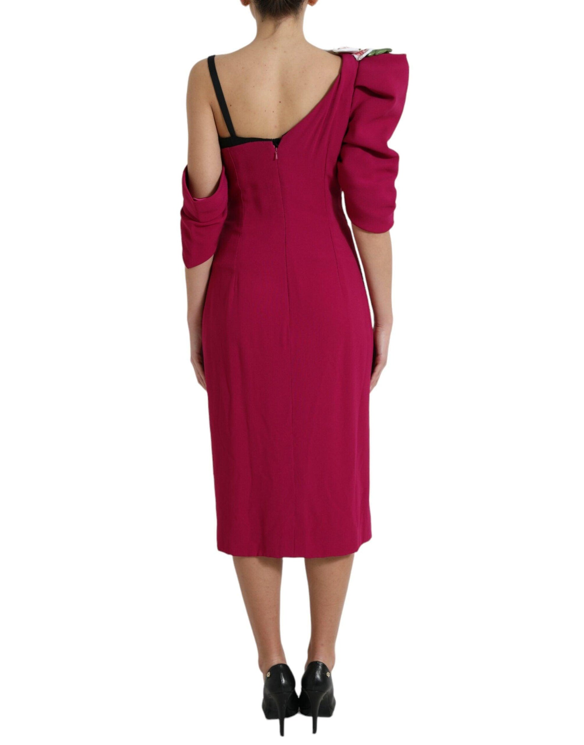 Dolce & Gabbana Elegant Purple Silk Midi Sheath Dress - PER.FASHION
