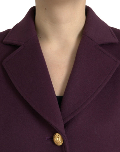 Dolce & Gabbana Elegant Purple Wool-Cashmere Trench Coat - PER.FASHION